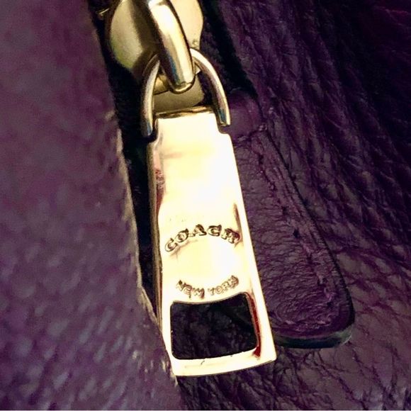 COACH Madison Phoebe Tumbled Purple Leather Purple Lining 3 Section Shoulder Bag - Picture 11 of 16
